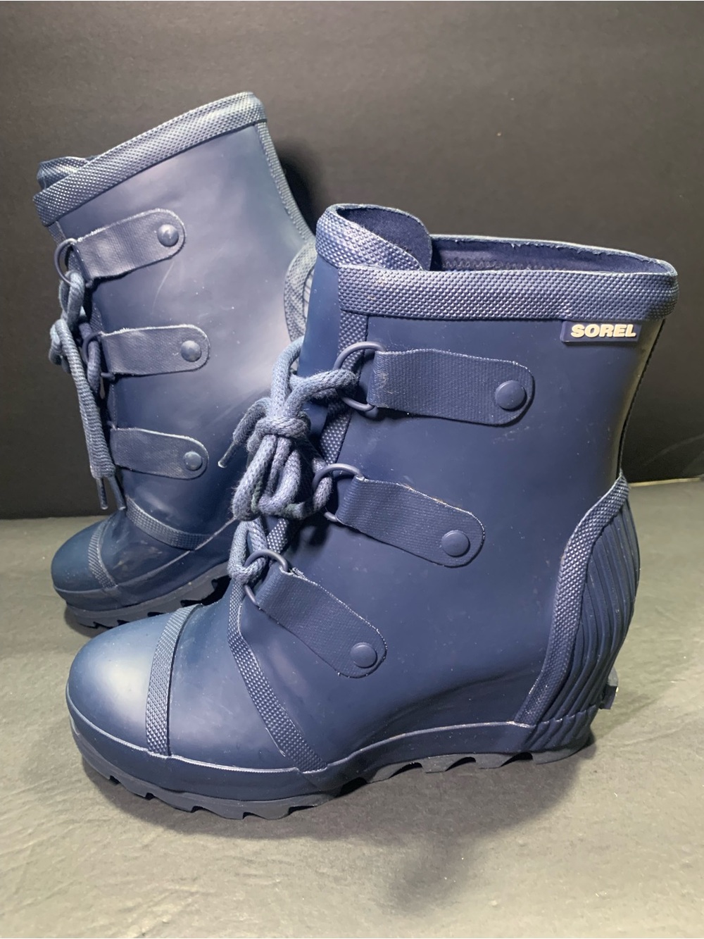 Sorel Joan Rain Women’s Waterproof Blue Hidden Wedge Winter Boots Size-8.5